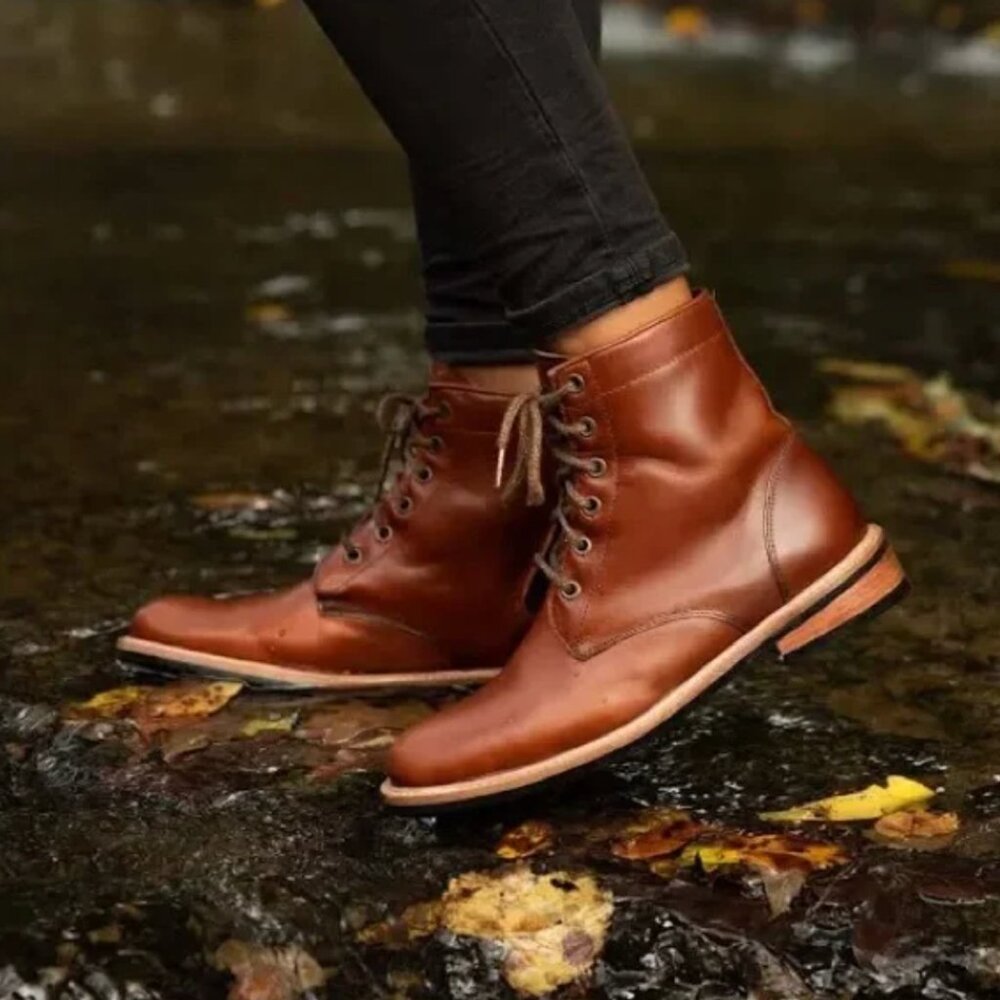 Nisolo Amalia All Weather Leather Lace-Up Boots